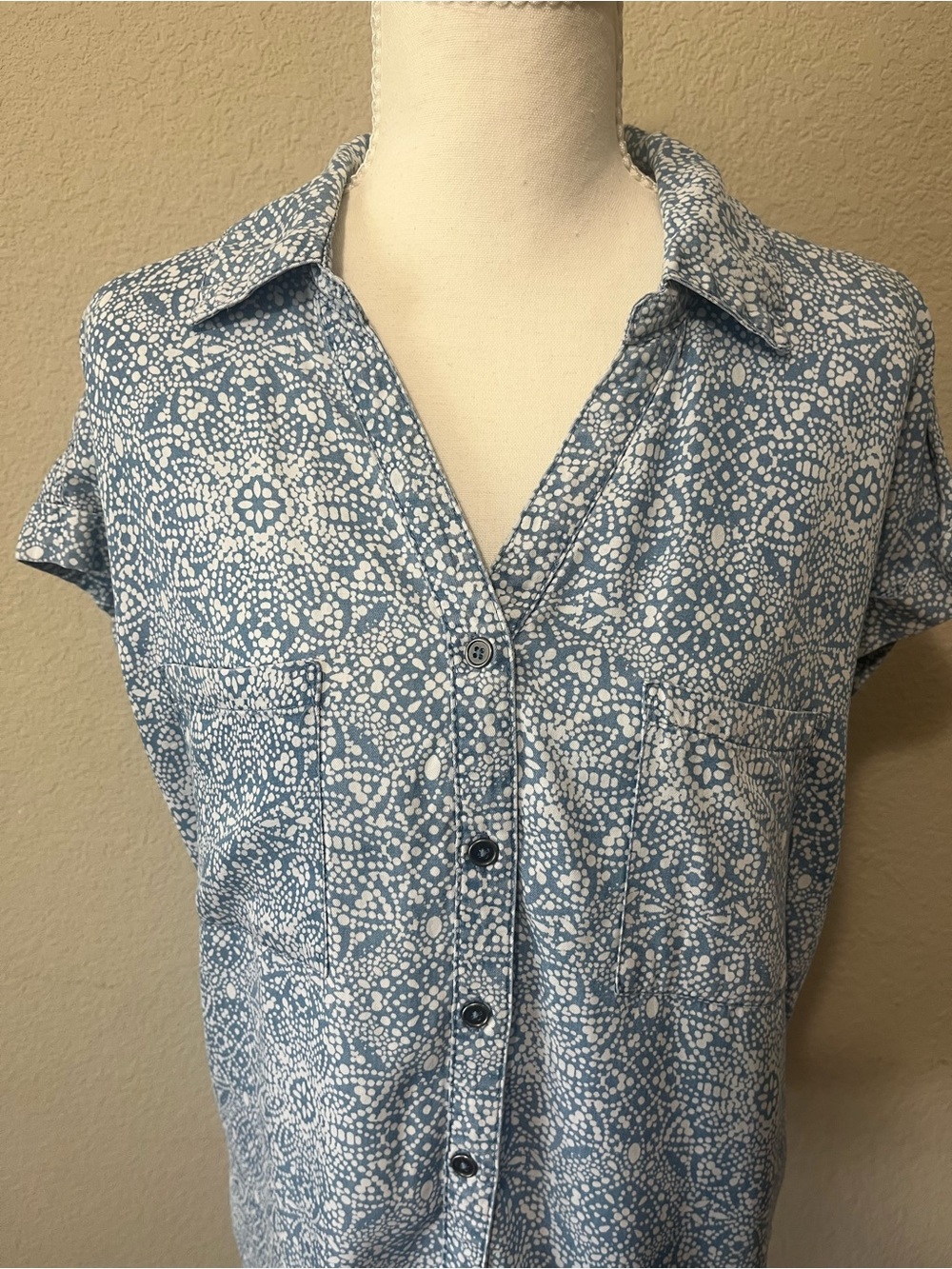 Style &Co Blue Patterned Short-Sleeve Men’s Shirt